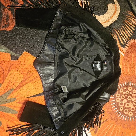 Black Fringe Leather Jacket - Picture 2 of 5